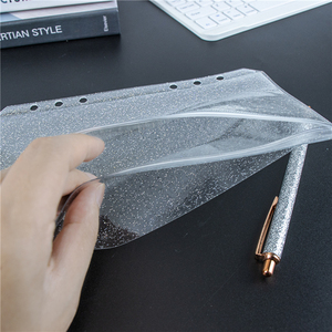 A5 A6 A7 <strong>Binder</strong> Pocket Flat Sealing Double Pockets <strong>Cash</strong> <strong>Stuffing</strong> Envelopes Clear Glitter PVC Zip Pouch for 6 Ring <strong>Binder</strong> Planner - Product Image 2