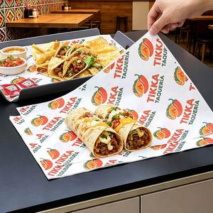 Custom Eco-Friendly Grease Proof Waterproof Recyclable Disposable PE Coated Fast Food Burger Burritos Taco Packaging <b>Papers</b> - Product Image 5