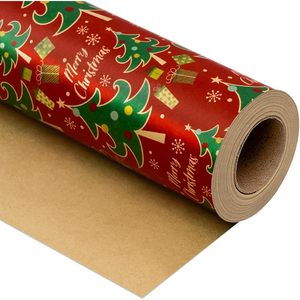 Red Christmas <b>Wrapping</b> <b>Paper</b> 17 In X 33 Ft Recyclable Gift Craft <b>Paper</b> For Holiday Party Winter - Product Image 1