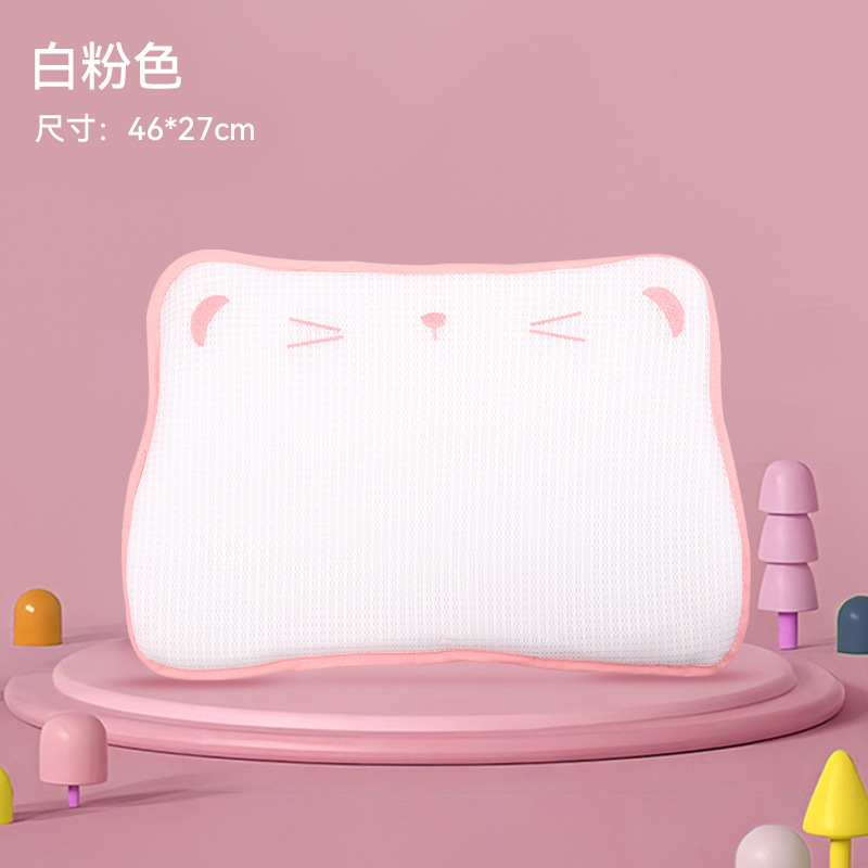 Oreiller cervical en tencel rose blanc miaou miaou