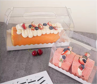 Boîte d'emballage à emporter pour gâteaux et macarons en PVC hautement transparent, faite à la main, personnalisable avec insert en papier et autocollants