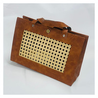Tas Selempang Kulit Coklat Anyaman Rotan Buatan Tangan, Tahan Lama, Dapat Dilipat, Lembut, Vintage, Tas Selempang, Tas Messenger, Tas Jinjing Kasual, Tas Bahu untuk Perjalanan