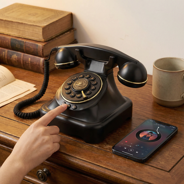 New Arrival Blue-tooth Telephone with Bluetooth Retro Desktop Phone Voice Assistant Activate Intelligent Device