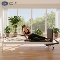 Queenlife Reformer Pilates Kelas Komersial Kualitas Studio dengan Sistem Glide Senyap, Tempat Tidur Pilates Putih Heavy Duty untuk Pemulihan