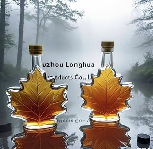 Bouteilles en verre Maple Leaf pour sirop tailles 50ml 100ml 250ml & 500ml avec finition givrée bouchon en métal bouchon en liège - Product Image 2