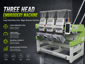Máquina de Bordar Comercial FUJA de 3 Cabezas, 12/15 Agujas, Automática, para Gorras, Camisetas y Bordado Plano, Máquina de Bordar de Tres Cabezas - Product Image 2