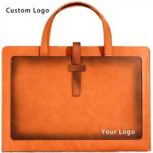 Custom Logo A4 Organizer Bag - Executive Leather <b>Document</b> <b>Holder</b> with Handle for Promotional Events - Product Image 1