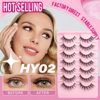 Faux cils à bande complète avec pointes polies, bande noire fine, effet naturel et léger, réutilisables, pour maquillage professionnel et vente en gros