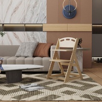 Chaise haute en bois naturel, hauteur réglable, design pliable, sûre pour les bébés et les tout-petits, pour la salle à manger à la maison, en bois massif écologique