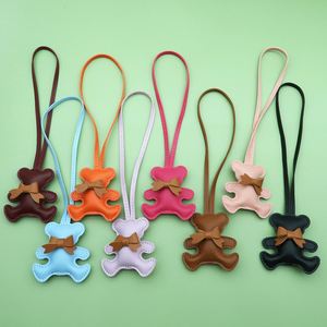 Cute <b>Bow</b> Bear Keychain PU Leather Fashion Pendant Luggage Tag Soft Cotton-Filled Cartoon Gift for Girls & Women Wholesale - Product Image 1