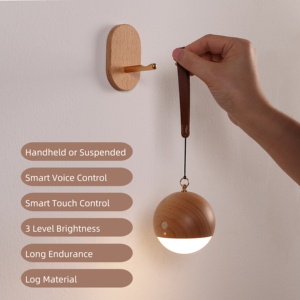 Lámpara <span class=keywords><strong>de</strong></span> Pared <span class=keywords><strong>de</strong></span> Madera Maciza Activada por Voz, 3 Niveles <span class=keywords><strong>de</strong></span> Intensidad Regulable, Lámpara Recargable con Sensor <span class=keywords><strong>de</strong></span> Sonido en Forma <span class=keywords><strong>de</strong></span> Globo para Sala <span class=keywords><strong>de</strong></span> Estar - Product Image 3