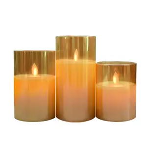 Glass Jar Usb Or Battery Operated Decoration Candle Light Cup Flameless Led Flickering Amber Glass Led Candles