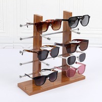 QSKY Présentoir en Bois de Bambou Vintage pour Comptoir, Support de Rangement pour Lunettes de Soleil et Montures Optiques