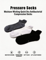 Chaussettes de compression en fibre de bambou, chaussettes de sport respirantes anti-odeur avec soutien de la voûte plantaire et évacuation de l'humidité pour la course à pied, le cyclisme, unisexe