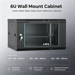 Armoire réseau murale 6U 19 pouces en acier laminé à froid avec porte en verre, rack de serveur mural pour commutateur réseau, routeur, NVR - Product Image 1