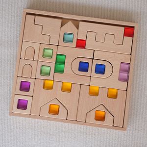 Blocs de construction en acrylique à haute transparence château pierres précieuses Cubes arc-en-ciel sensoriels pour l'éducation précoce jouets empilables pour enfants - Product Image 4