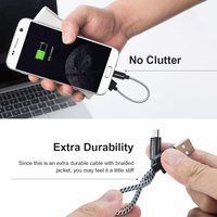 Câble USB Micro USB CableCreation 24 AWG en aluminium tressé triple blindage, chargeur rapide, câble court, garantie 24 mois pour Android TV