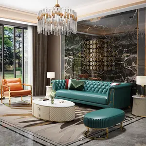 Luxury Fashionable Style Velvet Leather Sofa set for hotel living room furniture