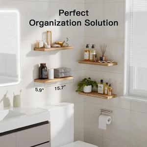 Wooden <b>Wall</b> <b>Mounted</b> <b>Shelf</b> Rectangle Multipurpose Storage Rack Living Room Bedroom Decorative Display <b>Shelves</b> - Product Image 2