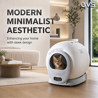 Litière pour chat intelligente OVS, électrique, autonettoyante, avec contrôle par application, capteur anti-pincement, grande capacité de 65 L, fonctionnement silencieux