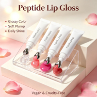 Vente en gros de tubes souples de gloss à lèvres naturel végétalien aux peptides, baume à lèvres SPF, gloss à lèvres à l'acide hyaluronique et gloss à lèvres effet laqué, marque privée