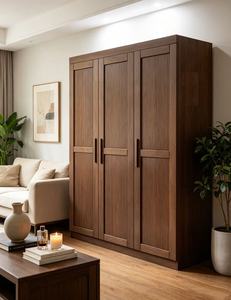 Modern Wooden <b>Wardrobe</b> with Shaker Doors Hinged Solid Wood Construction Freestanding Bedroom Storage Cabinet <b>Large</b> Capacity - Product Image 6