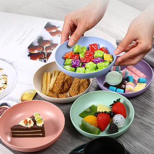 Round Colorful Dish Set For Fruit <b>Snack</b> Party Tableware With Base Small Household <b>Plate</b> Solid Color Design - Product Image 4