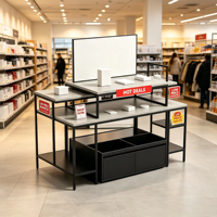 Comptoir d'exposition pliable en aluminium léger et portable, de forme ovale ou rectangulaire, avec sac de transport, bureau d'accueil personnalisé