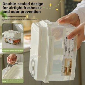 Stoples & Wadah Penyimpanan Kimchi Plastik Putih Gaya Korea dengan Segel Tekan dan Pegangan, Kapasitas <span class=keywords><strong>3</strong></span>.1-4L untuk Penggunaan Dapur (Berpatent) - Product Image 4