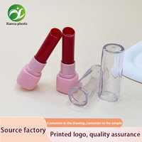 Tube de rouge à lèvres vide en ABS transparent ondulé carré avec capuchon à clapet, emballage cosmétique pour rouge à lèvres
