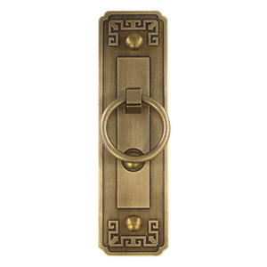 Poignée de porte en laiton de style antique chinois, anneau de porte en bois massif, installation sans perçage pour porte en bois - Product Image 5