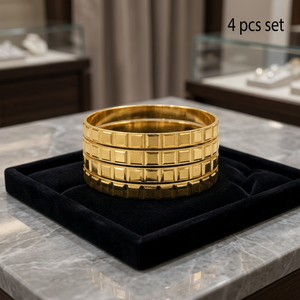 Wholesale 14K 18K 24K Gold <b>Filled</b> Fashion Bangles Set, Brass Gold <b>Filled</b> Jewelry Oro Joyeria, Gold Plated Traditional Bangle Set - Product Image 4