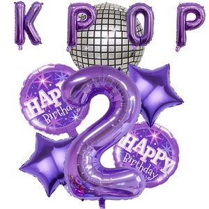 Ensemble de ballons <span class=keywords><strong>en</strong></span> aluminium sur le thème KPOP violet avec chiffres pour la décoration de fête d'anniversaire des enfants et la prise de photos - Product Image 2