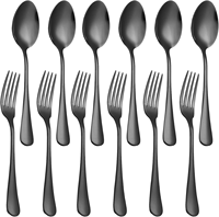 Ensemble de couverts de luxe noir minuit SS410, écologique, minimaliste, antirouille, pour cantine, cafétéria, service de repas quotidien
