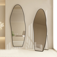 Miroir corporel LED Arch Top avec éclairage halo, interrupteur à capteur, lumière chaude, à poser ou à suspendre, pleine taille, service OEM