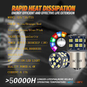 ไฟเบรกรถบรรทุก 24V ไฟเลี้ยว ไฟถอยหลัง หลอดไฟ LED RGB 24V P21W สีขาว เหลือง แดง หลอดไฟ LED Ba15s P21w สำหรับรถบัส - Product Image 2