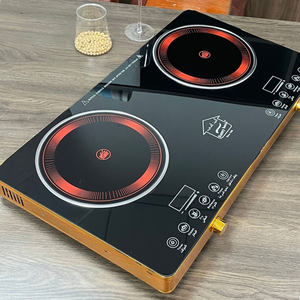 Cocina de inducción de 2 placas, horno de inducción de <span class=keywords><strong>placa</strong></span> de cristal negro, estufa eléctrica, estufa de inducción con ventilación - Product Image 5