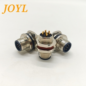 Conector M12 de 4 pines, kit de enchufe macho para montaje en panel, acoplamiento de aviación roscado de 12 mm, impermeable IP67, paquete de 5 - Product Image 4