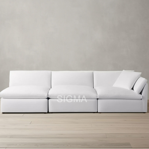 Sofá Seccional de Tela Tapizado de Estilo Nórdico de Lujo para Sala de Estar, Decoración Moderna para el Hogar con Diseño Modular Cómodo en Beige - Product Image 5