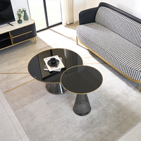Table basse ronde en verre, ensemble de tables d'appoint modernes et minimalistes pour salon, meubles pour la maison, l'hôtel et l'appartement
