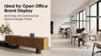 Comptoir de réception industriel en MDF et métal, comptoir de caisse, bureau d'accueil pour showroom, armoire noire, éclairage LED, fabrication sur mesure, directement de l'usine