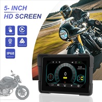 Caméra de tableau de bord portable pour moto de 5,0 pouces, navigation Carplay, prise en charge de la surveillance de la pression des pneus TPMS, tout en un