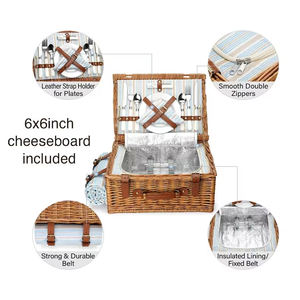대형 천연 라탄 피크닉 바구니 오거나이저 과일 음식 보관 컨테이너 (2/4/6인용 위커 바구니) - Product Image 2