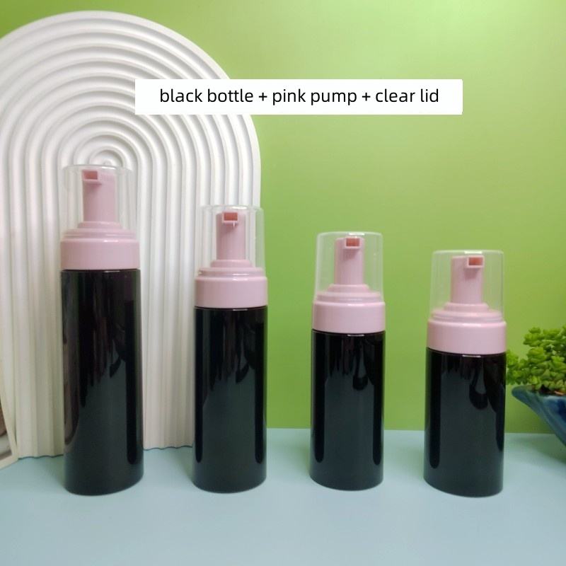 Black bottle + pink pump + clear lid