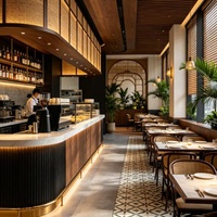 Ensemble de salle à manger moderne pour restaurant, chaise en rotin plastique nordique avec table en marbre et pieds en métal