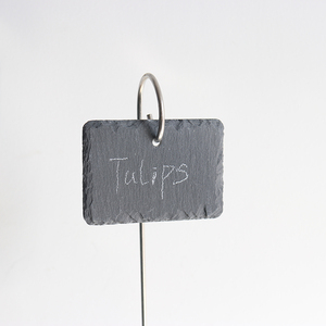 Etiquettes en pierre noire, 10x7cm, fait main, <span class=keywords><strong>prix</strong></span> Direct d'usine, étiquettes pour plantes en <span class=keywords><strong>ardoise</strong></span> naturelle, avec piquet en métal, vente en gros - Product Image 1