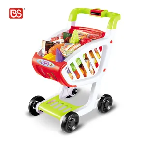 BSおもちゃ卸売中国プラスチックフルーツおいしい食品就学前ロールプレイセット食料品子供ショッピングカートおもちゃ販売