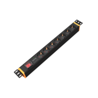 PDU Rak Mount 19" 1U OEM yang Sangat Dapat Disesuaikan, Tipe Schuko F dengan Pelindung Lonjakan Arus untuk Pusat Data & Penggunaan Rumah Tangga