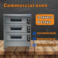 Horno Eléctrico de Convección DEBACK de Alta Calidad, Equipo de Panadería, 3 Niveles, 6 Bandejas, Control Manual, Pantalla LED