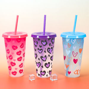 Gobelet à café personnalisé réutilisable en plastique froid 24 oz Romance Couples <span class=keywords><strong>Saint</strong></span>-<span class=keywords><strong>Valentin</strong></span> Tasse à changement de couleur Cadeau - Product Image 5